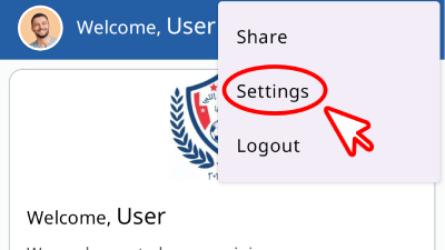 From the drop-down menu that appears, choose the Settings tab