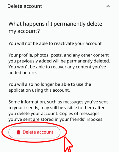 From the “Delete Account” tab, click the “Delete Account” button at the bottom of the screen